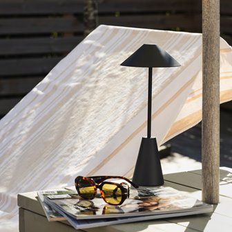 Zewnętrzna lampa akumulatorowa czarna Cannes IP54